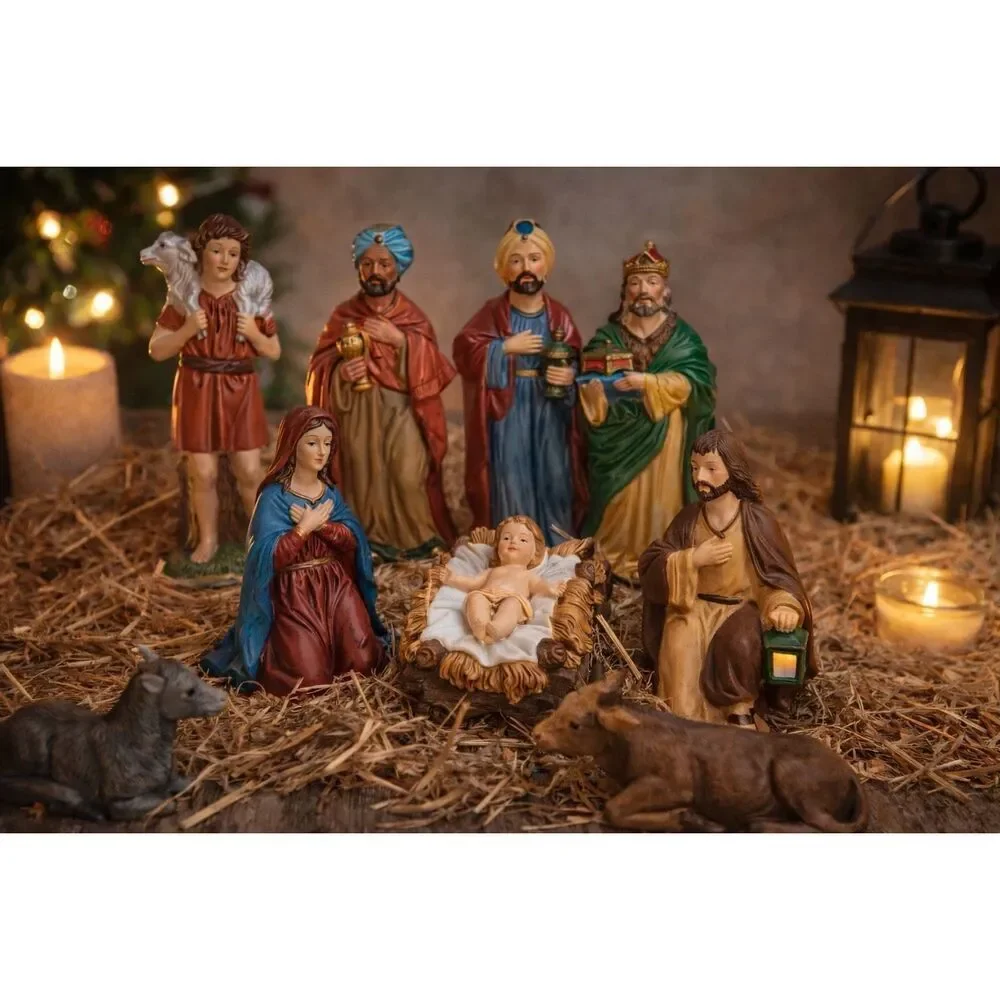 Homco Nativity Set 5216 Complete Set Of Figures 9 Pieces Porcelain Bisque